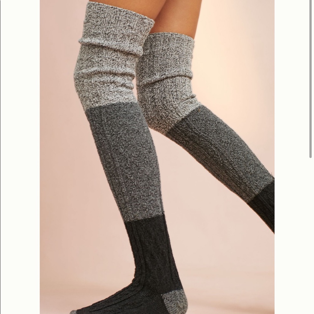 LAST PAIR* Blue colorblock Anthropologie Cable Knit Thigh Highs - Picture 6 of 16